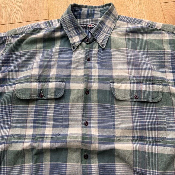 VINTAGE POINT ZERO OVERSIZED PLAID BUTTON UP SHORT SLEEVE SHIRT - L - Picture 9 of 15